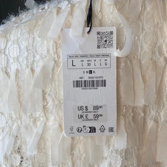 NWT Zara Ivory Ruffle-Trim Sheer Blouse - Picture 10 of 11